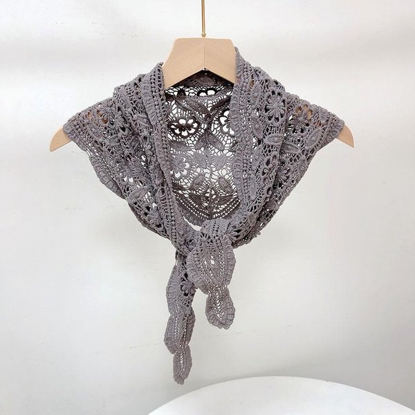 Damska BawełNiana TróJkąTna Chusta Na Wiosnę I Lato, AżUrowa Dzianinowa Bandana PlażOwa, Szal Pashmina, Chusta, HidżAb 35X115Cm Gray-image