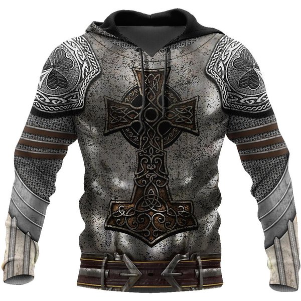 Sudadera Con Capucha De Los Caballeros Templarios Para Hombre, Sudadera De Gran TamañO Con Estampado 3D, Chaqueta Holgada De Moda, Jersey Informal, Ropa Informal Con Capucha, Tops 5XL-image