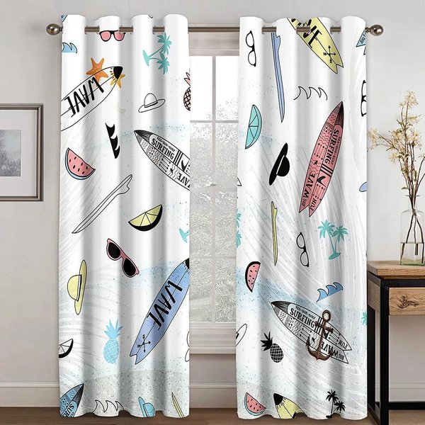 Cortinas De Skateboard Graffiti Creativo Minimalista CláSico 2 Paneles Sala De Estar Dormitorio Cocina BalcóN DecoracióN De Ventana Cortinas 50W160H(Cm)X2Pcs&Grommet Top-image