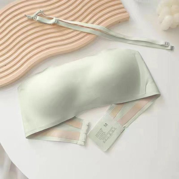 Kobiety Seksowny Bezszwowy Biustonosz Typu Tuba Niewidoczne Biustonosze Bez RamiąCzek Bielizna Damska Biustonosz Typu Push-Up Bezprzewodowa Bielizna Damska L Beige-image