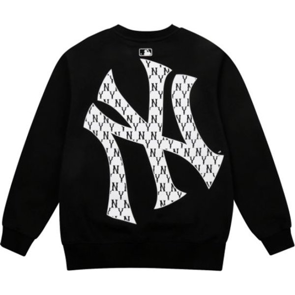MLB Seria Kwiatowa New York Yankees Blok KoloróW Logo Bluza BawełNa OkrąGłY Dekolt LuźNa DłUgi RęKaw Bluza Unisex Bluza Czarna 31MTM2111-50L L White-image