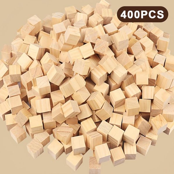 50/200/400 Szt. NiedokońCzone Puste Mini Drewniane Kwadratowe Kostki DIY 1Cm Drewno Lite Kostki Do ObróBki Drewna RzemiosłA Tworzenia Puzzle Materiał A400-image