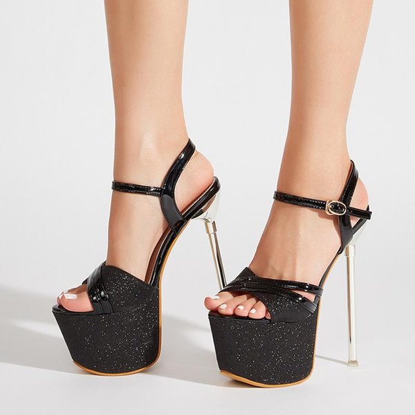 Liyke Runway Style Cekinowe SandałY Platformowe Dla Kobiet Seksowne Peep Toe 17CM Super Wysokie Obcasy ŚLubne Buty Bankietowe ZłOto Srebro 39-image