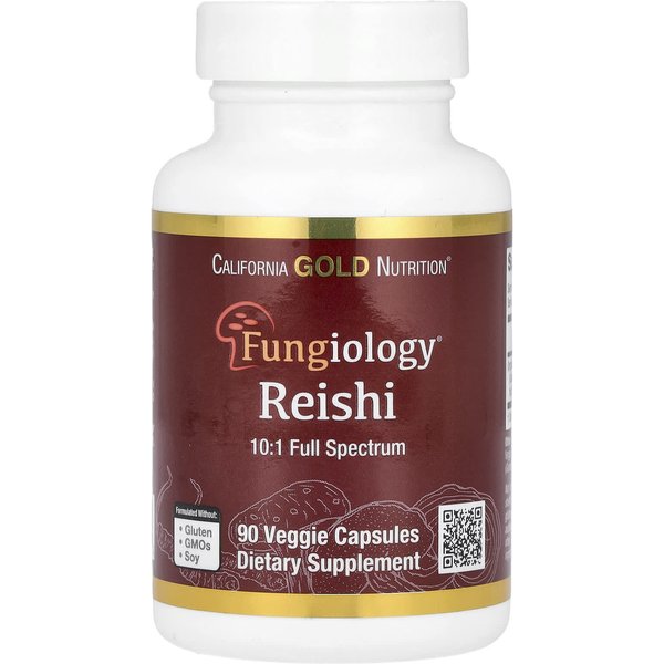 California Gold Nutrition, Ganoderma Lucidum, PełNe Spektrum, Certyfikowany Organiczny, 90 KapsułEk WegetariańSkich-image