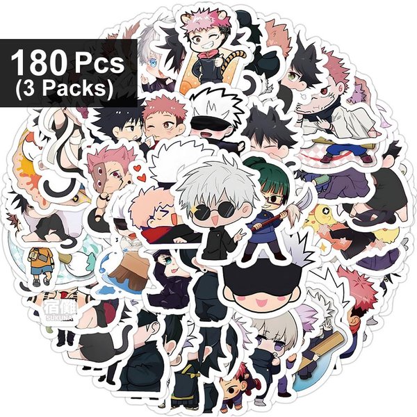 30/60/180 Szt. Naklejki Anime Jujutsu Kaisen Urocze Satoru Gojo Itadori Yuji ArtykułY Papiernicze Naklejka Z KreskóWki Telefon Laptop Dziennik Kawaii-image