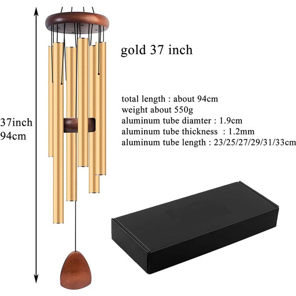 37-Calowy Dzwonek Wietrzny Aluminiowy Dzwonek Wietrzny Dzwonki Wietrzne 6 Rurek Dzwonki Dekoracja Domu RzemiosłO OgróD ZewnęTrzny Taras Nuty Zen Medytacja-image