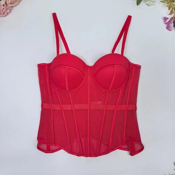 Siatkowy Seksowny WcięTy W Talii Elegancki KształTująCy Damski Gorset DziewczęCy Dopasowany Wieczorowy Crop Top Damski KróTki ModelująCy CiałO 34/75-image