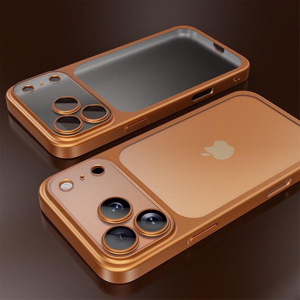 Matowe Galwanizowane Etui Odporne Na Upadki Do Iphone 17 Z PełNym Pokryciem Folii Na Obiektyw Dla 16 Pro Max 17 Air PomarańCzowy-image