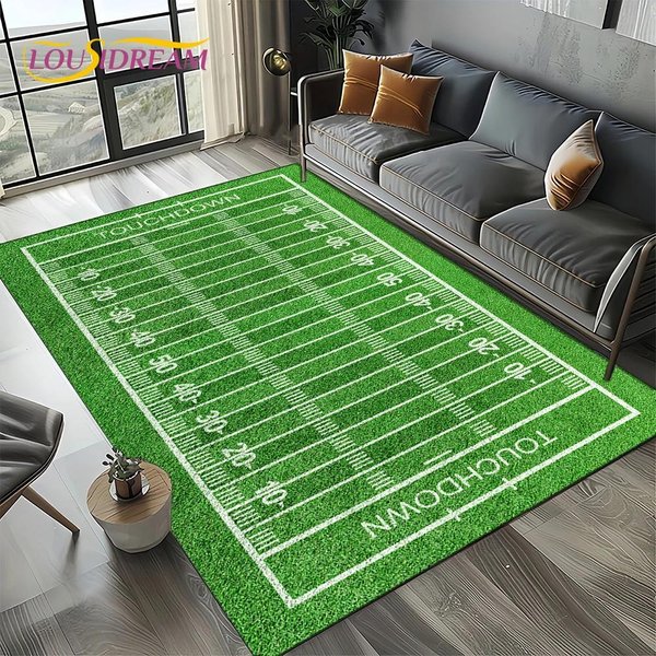 Alfombra De Dibujos Animados De Rugby Americano Para Sala De Estar Dormitorio Hogar DecoracióN De Sofá, Alfombra De ÁRea Antideslizante Alfombra De Piso 40X60Cm( 15X23In ) Gray-image