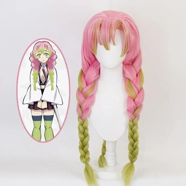 Anime Kanroji Mitsuri Kostium Cosplay Kostium Kimono Mundur Kanroji Mitsuri Peruka Halloween Ubranie XXL BeżOwy-image
