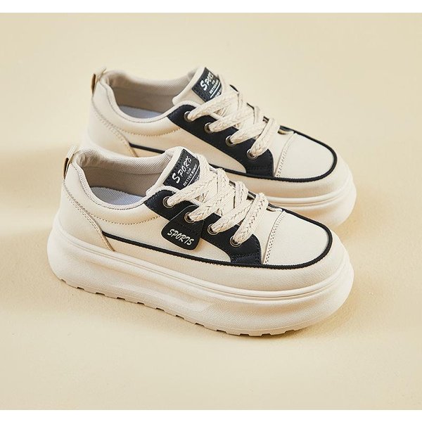 Zapatos Blancos De Primavera Nuevo Estilo De Zapatos Deportivos De Plataforma Alta Para Estudiantes Zapatos Casuales Para Street Style 40 Beige-image