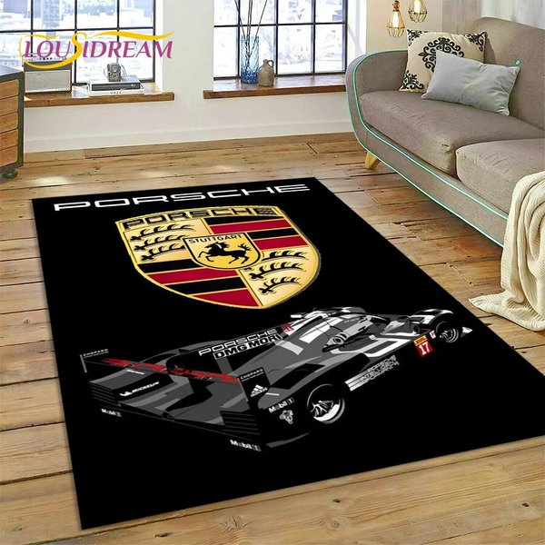 Dywanik Z Logo Samochodu P-Porsche Drukowany 3D Do Salonu Sypialni Wystroju Domu, Mata PodłOgowa AntypośLizgowa Pod Sofę Wycieraczka Prezent Dla Dzieci Do Zabawy 80X120Cm( 31X47In)-image
