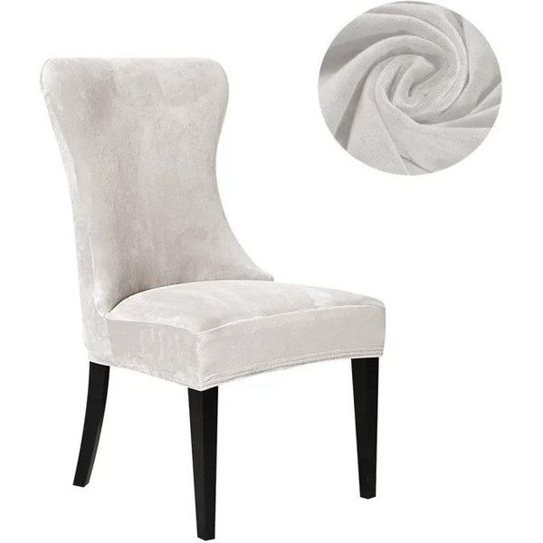 1 Funda De Silla De Terciopelo, Suave, Color SóLido, Lavable, Funda Para Asiento, EláStica, Para Silla De Respaldo Alto Sin Brazos, Funda Para Silla De Comedor, Hotel, Boda 1Pc-image