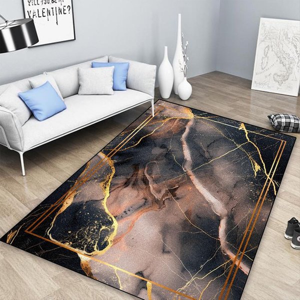 Luksusowy Marmurowy Dywan Do Dekoracji Salonu Stół Sofa DużE Dywany Sypialnia PrzedpokóJ Balkon Mata PodłOgowa AntypośLizgowy Wycieraczka 60*90Cm Gray-image