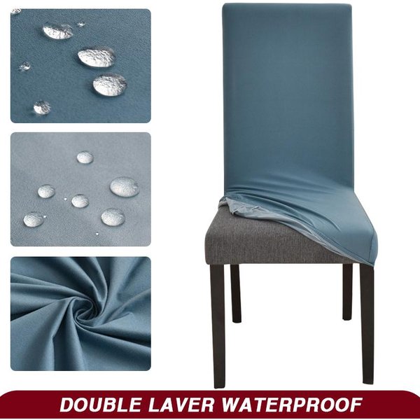 Fundas Impermeables Para Sillas Fundas EláSticas Para Asientos De Silla Para Comedor Cocina Oficina Boda Hotel Banquete Restaurante Azul Claro-image