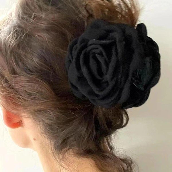 1PC Tkanina RóżA Kwiatowa Spinka Do WłOsóW Dla Kobiet Dziewczynki Spinka Do WłOsóW Barrette Plastikowe Zaciski Do WłOsóW Nakrycia GłOwy Akcesoria Do WłOsóW 9Cm-image