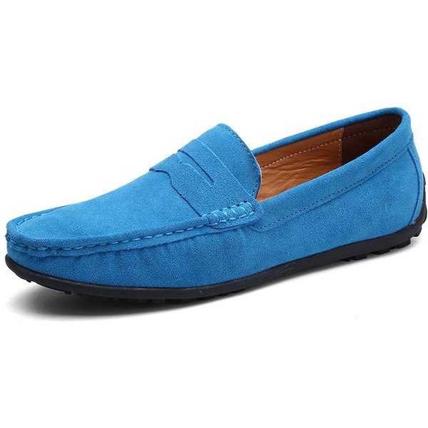 Zapatos De Cuero De Ante De Talla Grande, Mocasines Para Hombre, Zapatos Casuales CóModos, Zapatos De ConduccióN Para Hombre, Mocasines, Zapatos Planos Para Hombre 38 Azul-image