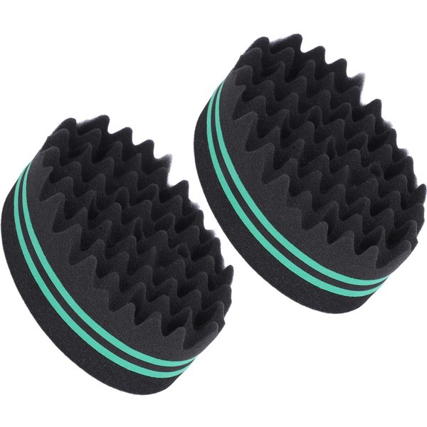 2 Piezas Cepillo De Esponja Agujeros PequeñOs Esponja Para Rizar El Cabello Peine De Doble Cara Para Torcer El Cabello Cepillo Ondulador Para Torcer El Cabello Black-image