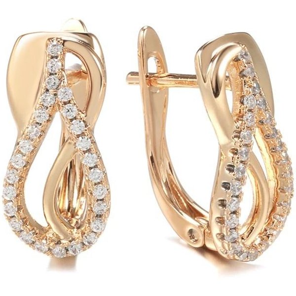 Pendientes Colgantes GeoméTricos De Lujo Color Oro Rosa Para Mujer Moda Accesorios De Circonita Natural JoyeríA Vintage Diaria-image