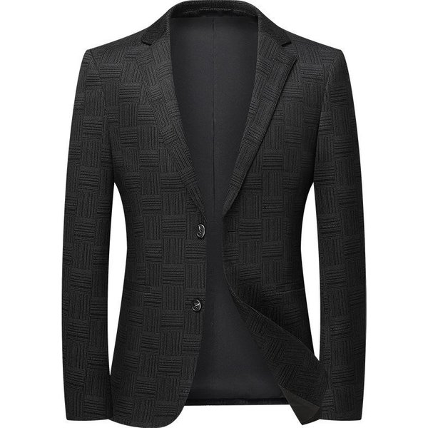 Traje EláStico De Nailon Para OtoñO E Invierno Para Hombre, Juvenil, Sin Planchado, A Cuadros, Ajustado, Informal, De Moda, Individual 4XL-image