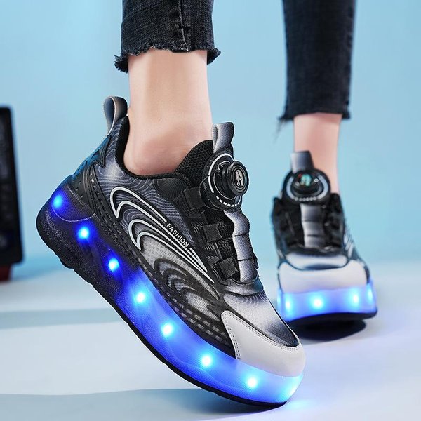 Zapatos Brillantes Zapatos De Pasarela Zapatos Deformados Para NiñOs Patines Para NiñAs Patines De Ruedas Para Estudiantes Y NiñOs Patines De Ruedas Invisibles Para Adultos 40-image