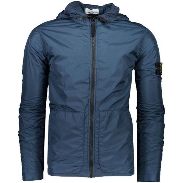 Chaqueta Con Capucha De Manga Larga Y Textura Plisada De Color Liso Stone Island Para Hombre Chaquetas Azul Oscuro 721543330-V0028 L-image