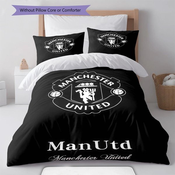 Man Utd PośCiel Zestaw KołDra Poszewka Na KołDrę Poszewka Na Poduszkę Dekoracja Domu Prezent Urodzinowy (1 * Poszwa Na KołDrę + 2 * Poszewki Na Poduszki, Bez Rdzenia) 135X200Cm-image