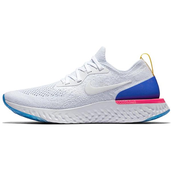 Nike Epic React Flyknit Blanco Azul Racer Rosa Explosivo Mujer AQ0070-101 36 Blue-image