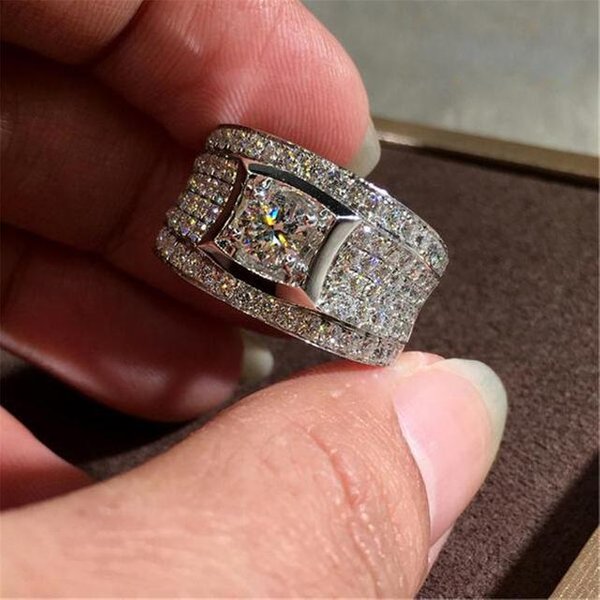 Anillo De JoyeríA De Lujo De Plata Esterlina S925 De Estilo Hip Hop Para Mujer, Caja De Anillo De JoyeríA De Plata 925 Con Piedras Preciosas Y Diamantes Naturales De 2 Quilates 7 Blanco-image