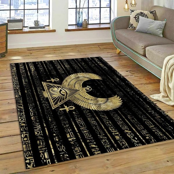 Staroegipski Ankh Totem Nadruk DużY Dywan Zmywalny AntypośLizgowy Dywanik PodłOgowy Do Salonu Sypialni WystróJ Domu 80X120Cm 31X47Inch Gray-image