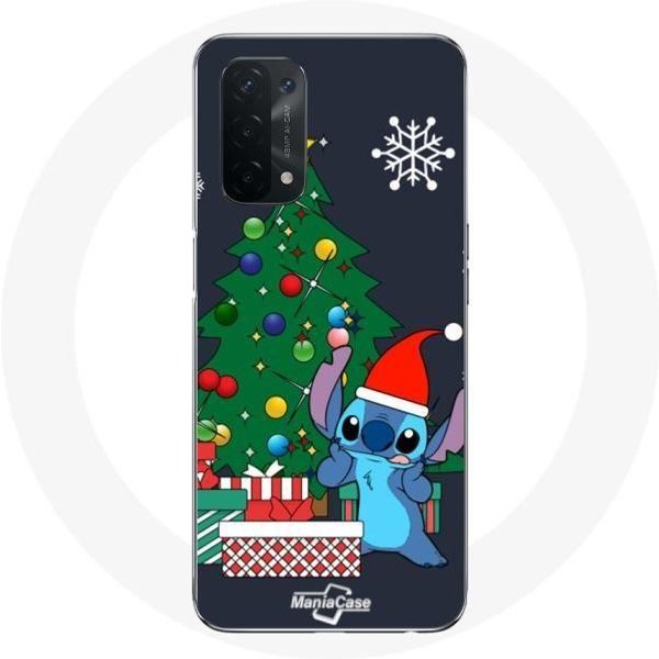 Funda - Maniacase - Oppo A74 5G - Stitch Ohana - Feliz Navidad - Silicona Negra Negro-image