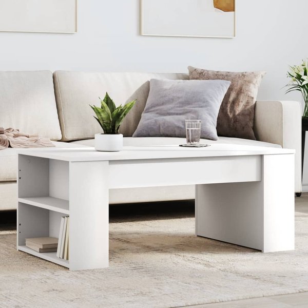 Vidaxl Stolik Kawowy, BiałY, 102X55X42 Cm, Materiał Drewnopochodny-image