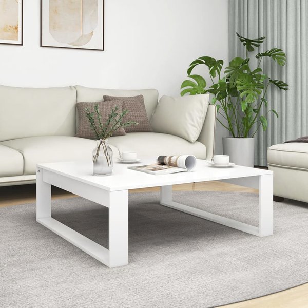 Vidaxl Stolik Kawowy, BiałY, 100X100X35 Cm, Materiał Drewnopochodny-image
