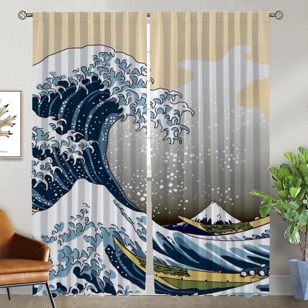 Onda Sol Tul Para Dormitorio Cortinas De Cocina Para Sala De Estar Cortinas Opacas 2 Piezas Estores Separador Cortina De Ventana Elegante W50Xh70Cmx2Pcs-Cl-image
