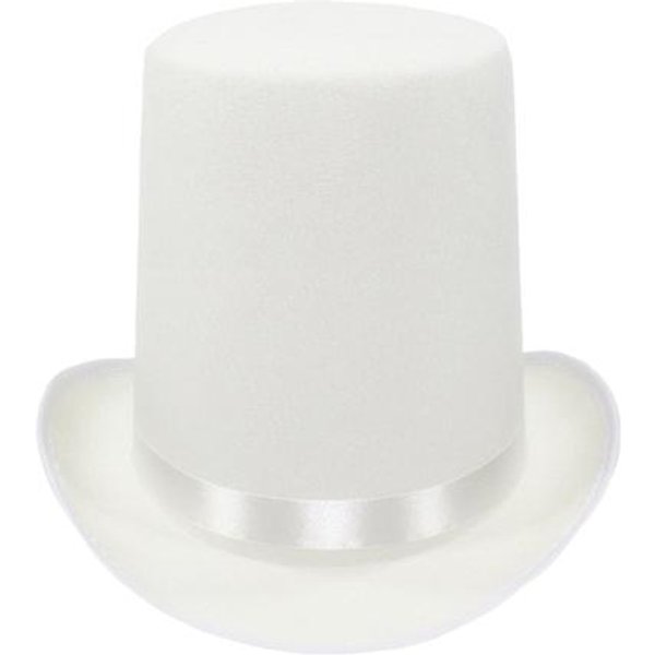 Sombrero De Copa Alto Sombrero De Copa De Mago Sombrero De Copa De Jazz Negro BritáNico Sombrero De Copa De Caballero De La Corte Masculino Y Femenino Sombrero Plano De Fieltro Para Actuaciones Juego De Rol Navidad Blanco-image