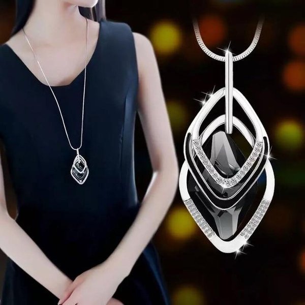 Collares Y Colgantes Largos Para Mujer, Collar Maxi Femenino, Cadena GeoméTrica, Collar De Moda, Collar Llamativo, Accesorios, JoyeríA Gray-image