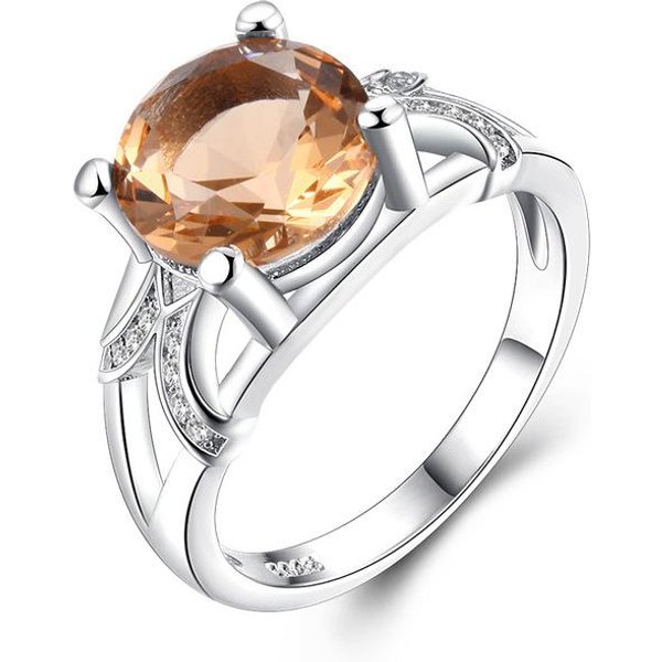 Anillo De Topacio De Origen De Plata De Ley 100% 925, Anillos De Boda Para Mujer, JoyeríA De Plata 925, Caja De Anillo De Topacio De Compromiso 8 Amarillo-image