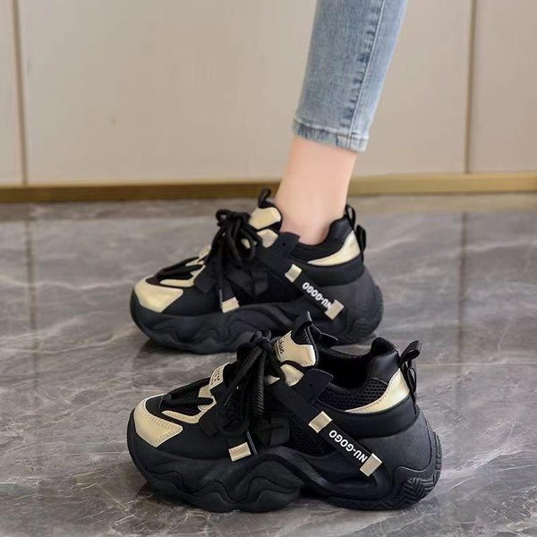 Siateczkowe OddychająCe Toporne Sneakersy Damskie Stopy MałE Nowe Wiosenne Gruba Podeszwa PodwyżSzająCe Casualowe Buty MałE Buty Damskie 40 Gray-image