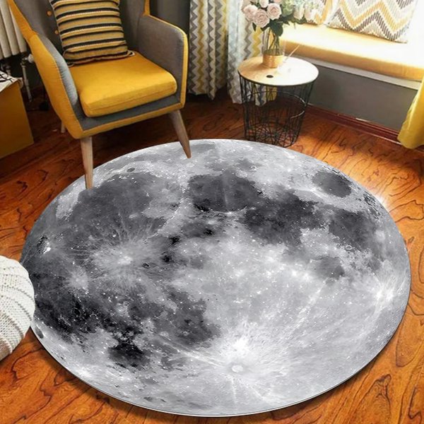 Kreatywny OkrąGłY Dywan WzóR Ziemi Efekt Wizualny 3D Dywan Z Nadrukiem Planet Nowoczesny WystróJ Domu MięKka AntypośLizgowa Mata PodłOgowa Do Salonu 40X40Cm-image