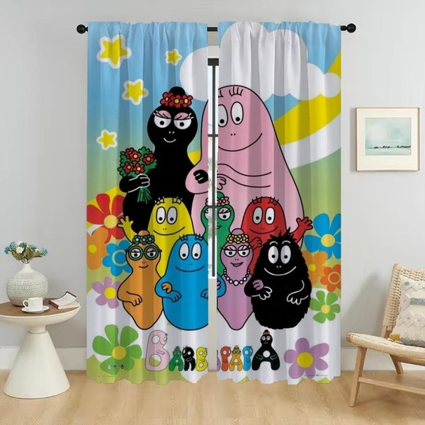 ZasłOny Barbapapa PokóJ DziecięCy ZasłOny Do WnęTrza Domu 2 Sztuki ZasłOny Okienne ŻAluzje Przegroda Tiul Do Sypialni Salonu W50Xh70Cmx2Pcs-Cl-image