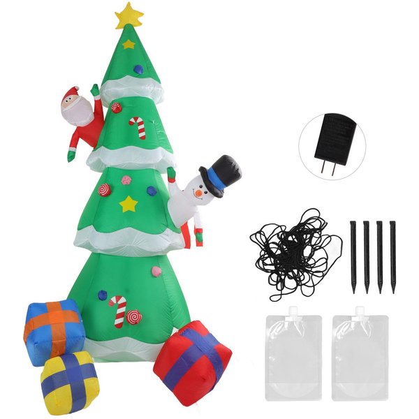 ÁRbol De Navidad Inflable 15LED ÁRbol De Navidad Inflable DecoracióN De JardíN Con Cajas De Regalo Inflables Para-image