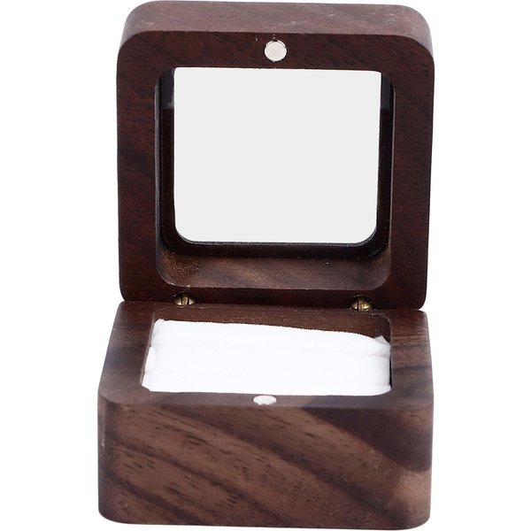 Estuche Doble Para Anillos Caja De Madera Para Anillos Con Tapa Transparente Para Ceremonia De Boda Compromiso Propuesta-image