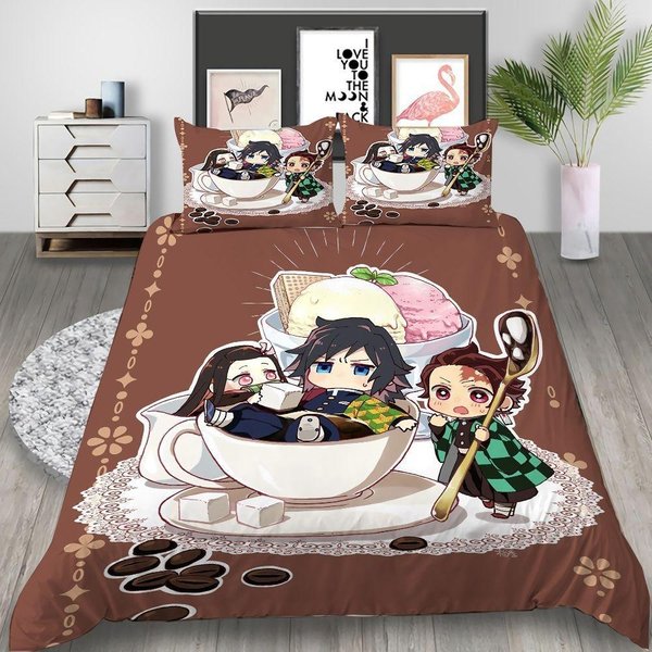 KreskóWkowy Demon Slayer Zestaw PośCieli Poszwy Na KołDrę Japonia Anime Drukowany 3D KołDra Zestawy PośCieli PośCiel(Brak Arkusza) Eu Single 135X200Cm-image