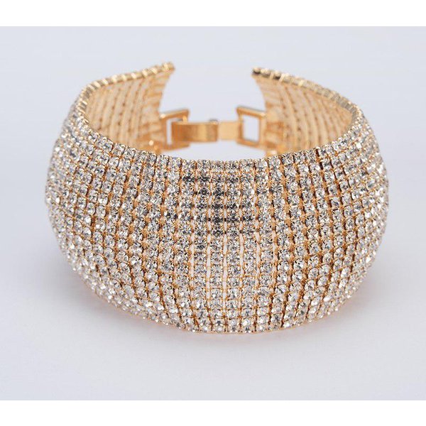 BiżUteria Dla Kobiet Luksusowa Klasyczna Bransoletka Crystal Pave Link Bransoletka Akcesoria Weselne ZłOty-image