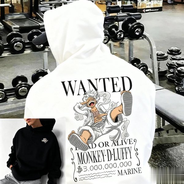Sudadera Con Capucha Estampada De Luffy De Anime Nuevo 2026, Sudadera Informal Holgada De Estilo Urbano Para Hombre, Moda OtoñO E Invierno, Unisex XL Gray-image