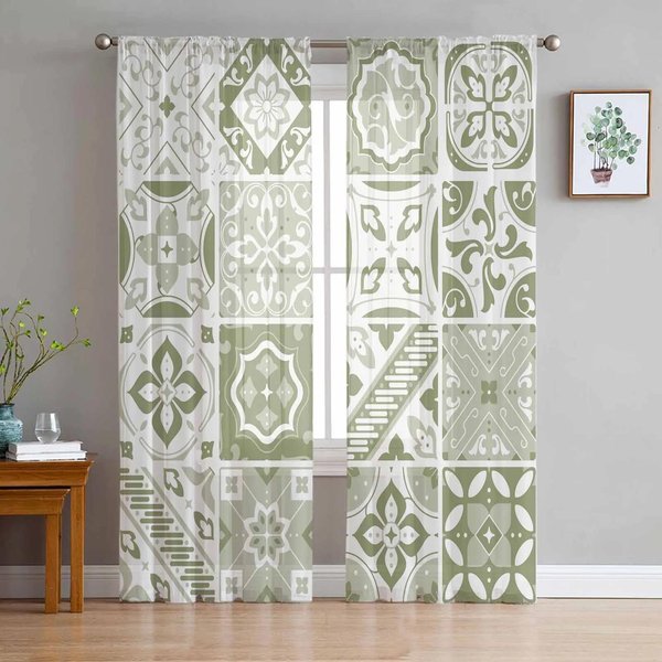 Cortinas TraslúCidas GeoméTricas Cuadradas Con Textura Blanco Negro Para DecoracióN De Sala De Estar Cortina De Ventana Cocina Tul Voile Organza Drapeados W135 X H115Cm X1&Grommet Top-image