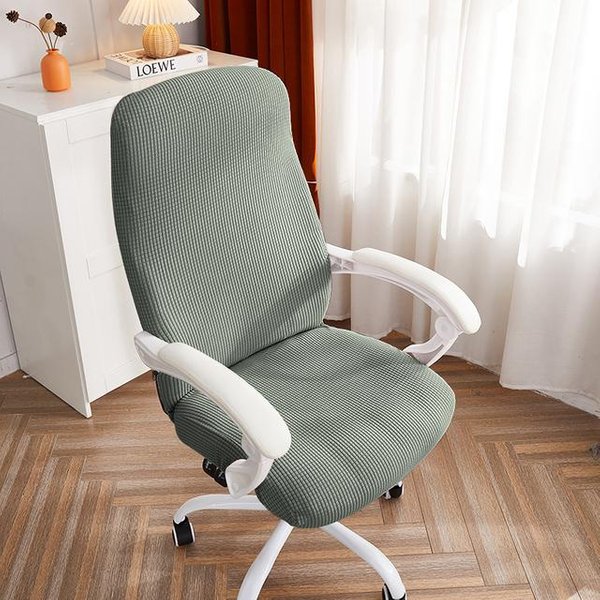 Funda Para Silla De Oficina De Jacquard, Fundas Para Sillas De Ordenador De Color SóLido, Funda EláStica Para SillóN, Sala De Estar, Estudio, Silla Gaming L Chair Cover Verde-image