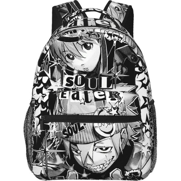 Soul Eater JapońSka Anime Plecaki ChłOpcy Dziewczynki Plecak Na KsiążKi Uczniowie Torby Szkolne KreskóWkowy Plecak Na Laptopa Torba Na Ramię DużA Pojemność One Size Gray-image