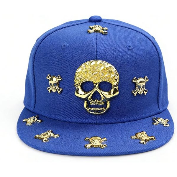 Unisex Kapelusze Hip-Hopowe Z Metką Szkielet I WiertłEm Kapelusz ZewnęTrzny Z Szerokim Rondem Do Street Dance Modne Codzienne Czapki Baseballowe Kapelusz PrzeciwsłOneczny 56-60 Adjustable Niebieski-image