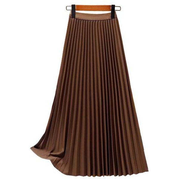 Falda Plisada Para Mujer Cintura Alta EláStica Color SóLido Falda Midi Falda Suave Transpirable Para Oficina Adelgazante Uso Diario S Black-image